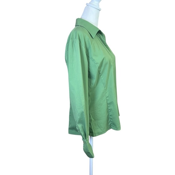 Lafayette 148 Green Hidden Button-Up Collared Top Cotton Dress Professional Sz 8 - Picture 4 of 10